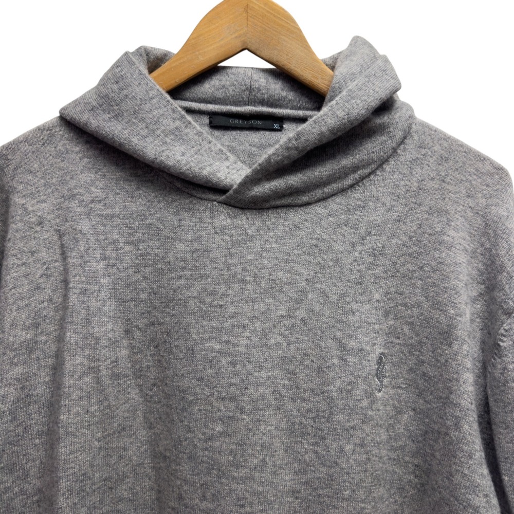 Greyson Koko Mens Sz XL Gray Wool Cashmere Knit Hoodie Ponte Vedra Inn Golf Club